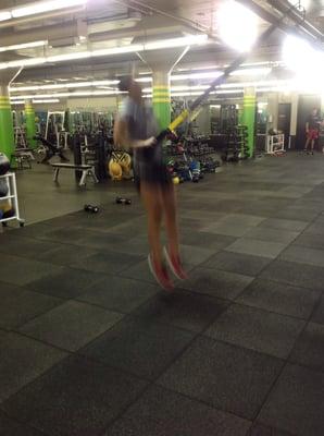 Friend and client Stephanie getting AIR! On the TRX