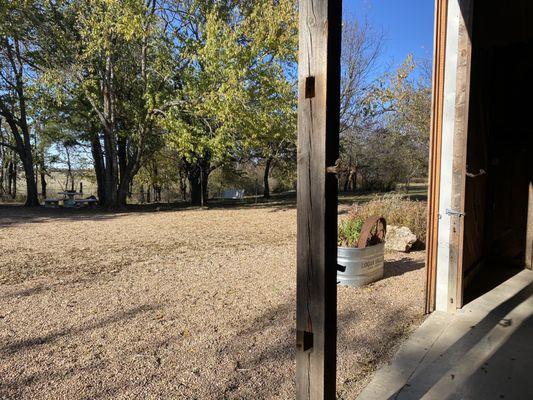 Outside the barn