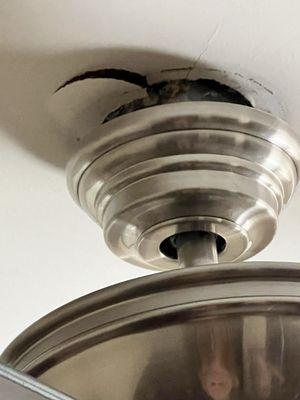 Fan falling out of ceiling.