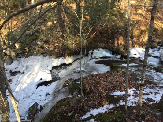 Water fall near North parking lot.