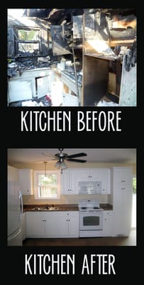 Bowles Construction Before & After Photo from a fire restoration job