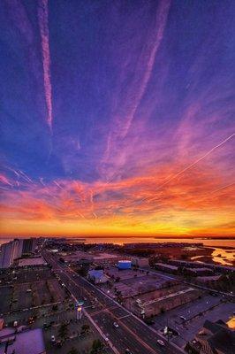 Sunset along the Coastal Highway strip.