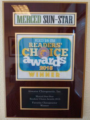 Grateful and humbled to be awarded the Merced Sun-Star Readers' Choice Awards 2018