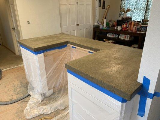 Concrete countertop placed, polished, and sealed by concrete protection llc