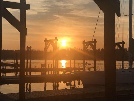 Sunset viewed from one of the many marinas