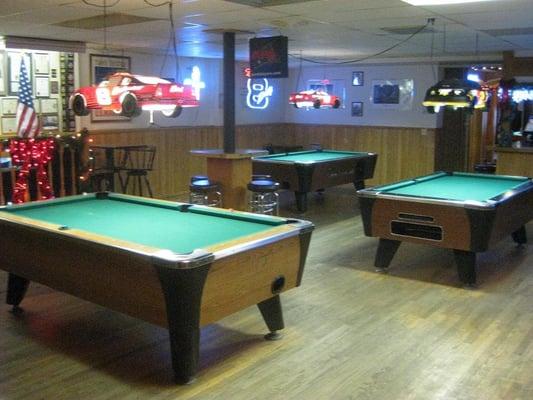 The three pool tables in the back room (a fourth is up front.)