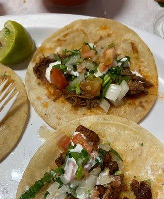 Mini tacos - Barbacoa and Al Pastor with added Pico and Sour Cream  Pico de Gallo Al Pastor Taco Mini Street Tacos 3