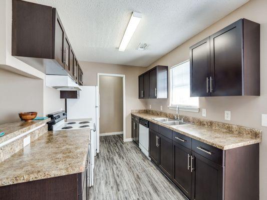 Newly renovated kitchens at Mockingbird Lane Plaza Affordable Apartments in Victoria TX