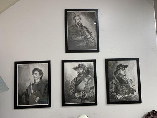 Charcoal drawings of the teachers