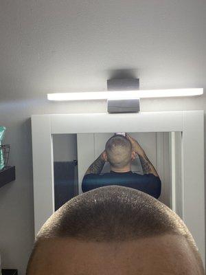 My hair cut line up and back of head