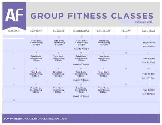 Classes are all complimentary for members. $10.00 drop-in charge for non-members.