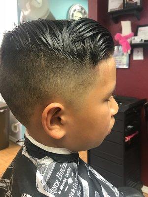 comb over fade with an edge-up