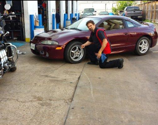 This is Robert one of the owners prepping a car for delivery..