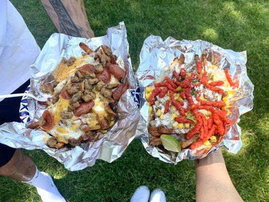 Elote fries, pizza fries