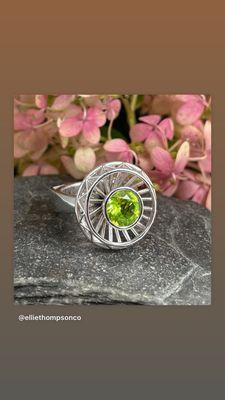 Theorem Cocktail Ring by Ellie Thompson featuring a lime green peridot in 14k white gold.