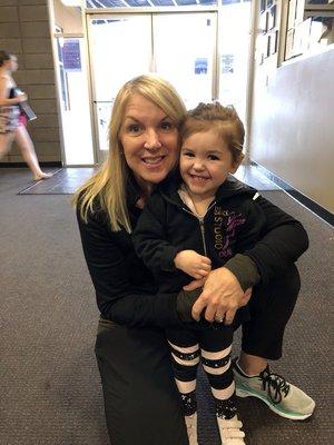 Owner/Director Sue Sampson-Dalena enjoying seeing her grand- niece Olivia after class....