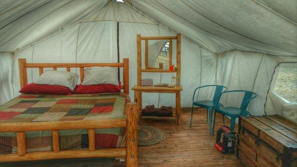 Inside of the luxury tent