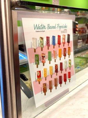 water based popsicles menu