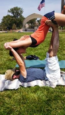 Acro Yoga students in the park led yearly by SMY instructors