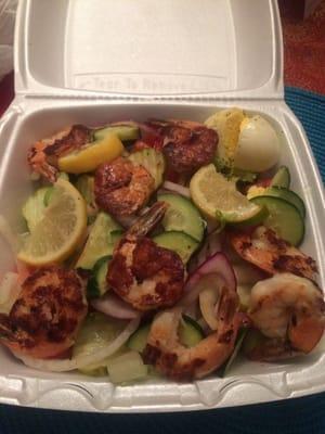 Grilled shrimp salad!  Two thumbs up!!