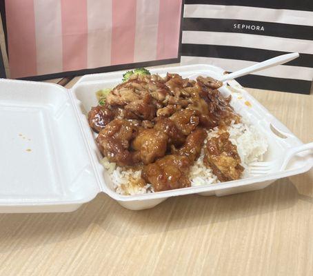 chicken teriyaki and orange chicken