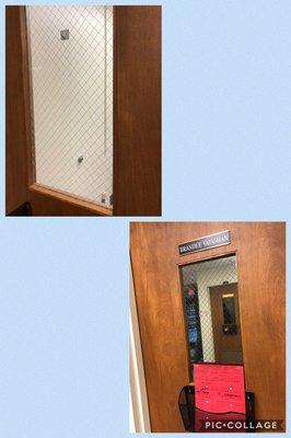 Office door glass needing more interior privacy