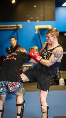 Devin Turner and Mike sparring on a Friday night