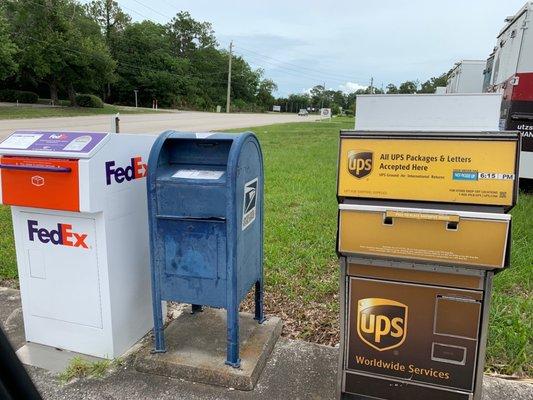 USPS, FedEx, and UPS boxes