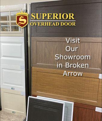 Come by our garage door showroom in Broken Arrow to select your new garage door.