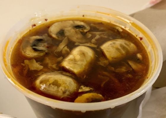 Hot and Sour soup that lives up to the "Hot" title! This was spicy and good.