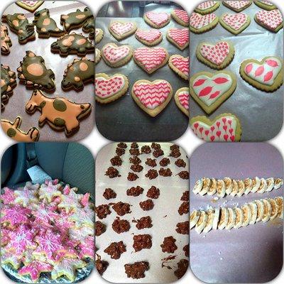 assorted sugar cookies with peanut clusters and potato candy