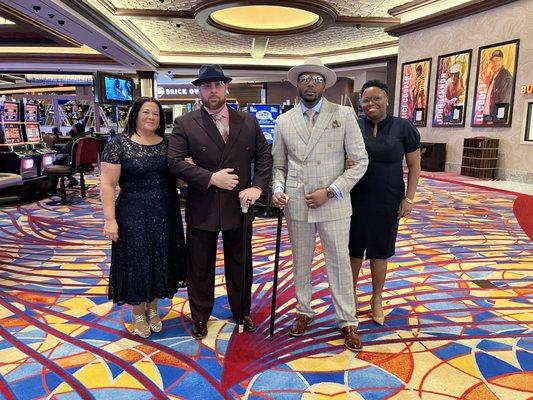 My partner and I with our beautiful ladies at the casino.