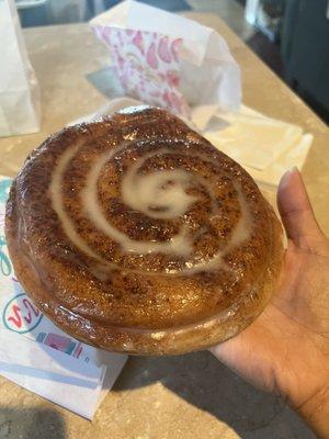 Cinnamon rolls are bigger than my hand!