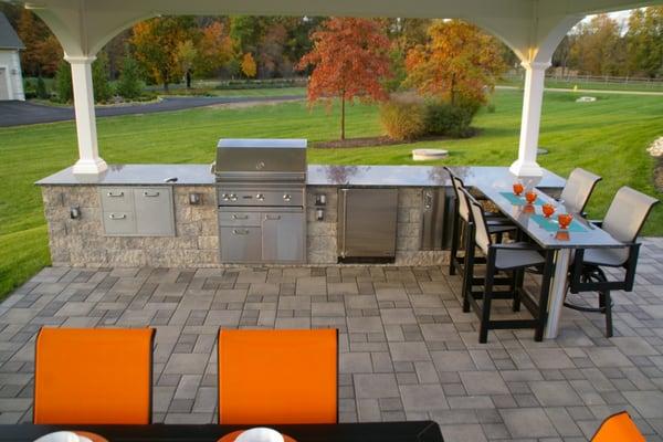 Outdoor Kitchen and Paver Patio with Pavilion Roof