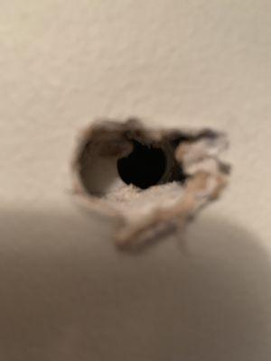 Second hole through the pvc.