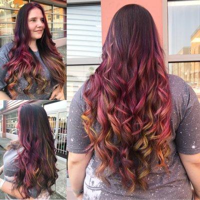 multidimensional balayage ombre fantasy color