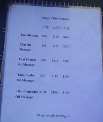 Peggy's new prices starting 4/19/23