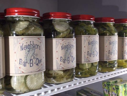 Home-made pickles from Neighbors Bar-B-Que.