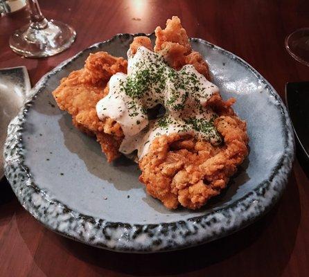 Fried pork with truffle sour créme