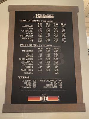 CoffeeHouse menu