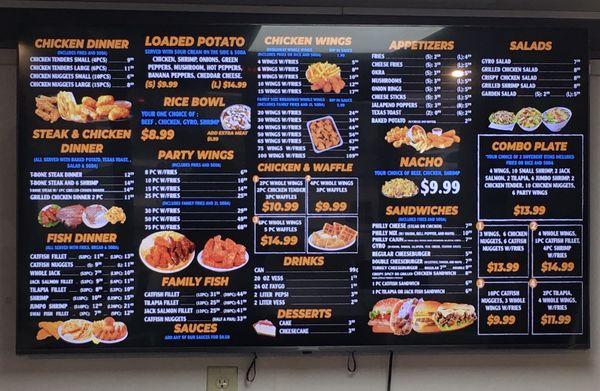 Menu and pricing in January 2024.