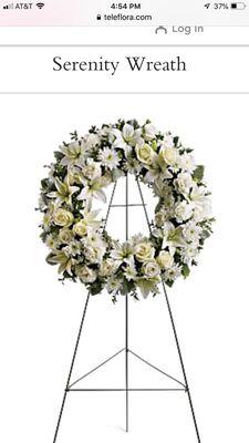 Original Teleflora Serenity Wreath - with 11 asiatic lilies and 9 white roses