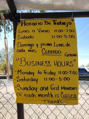 Official business hours