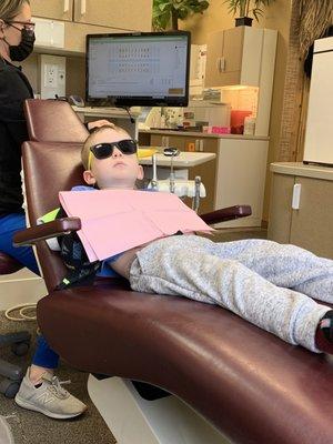 My son at the dentist