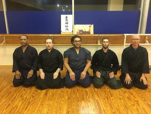 Members of the Bushi-Kan Dojo came to visit the opening of BKDoV.  Homer, Frank, Sensei Monagas, Sensei Pinder, Bob (Left to right)