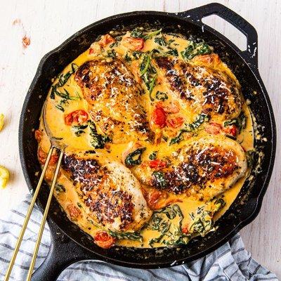 Cast iron Tuscan chicken