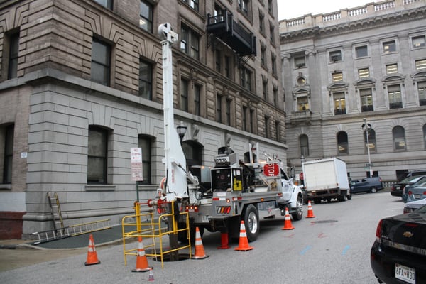 Pulling Cable out in down town Baltimore