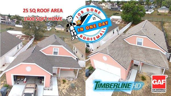 1400 SQFT HOUSE- 25SQ ROOF - DONE IN 1 DAY - CHAMPIONS GATE - ROOFEMALL