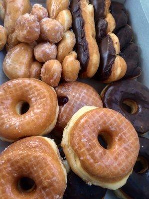 A dozen various donuts, plus complementary donut holes. Good stuff!