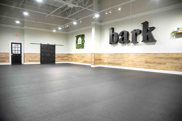 Our huge BARK Room features wall-to-wall rubber flooring and hosts Fear Free dog training, private play time, birthday pawties and more!